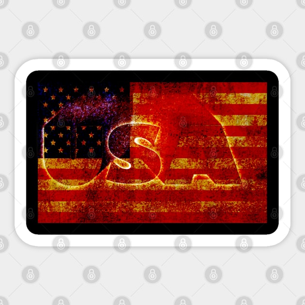 USA 3D Grunge Stars and Stripes Flag Sticker by KZK101